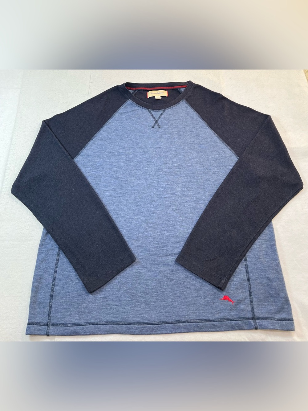 Tommy Bahama Shirt Men’s Blue Colorblock Raglan Crewneck Long Sleeve,XL,Marlin